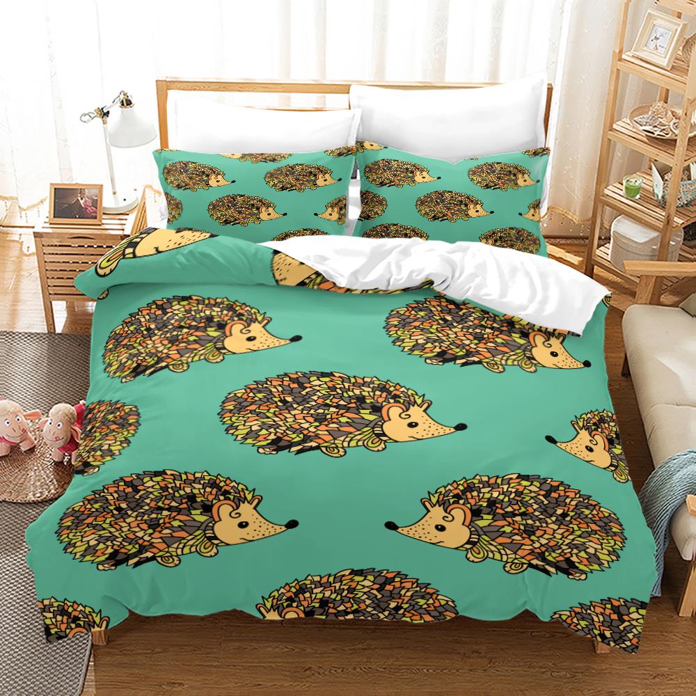 Lovely Animal Hedgehog Bedding Set 3D Print Comfortable Queen King Single Duvet Cover Set Home Textile Decoration Scenery