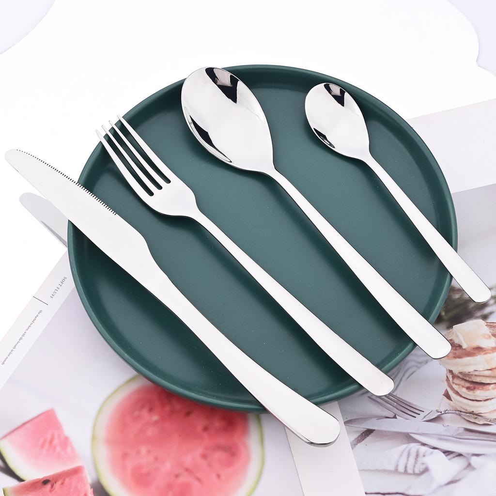 4pcs High-quality Stainless Steel Tableware Set Shiny Silver Flatware Knife Fork Coffee Spoon Dinnerware Set Kitchen Party Silverware