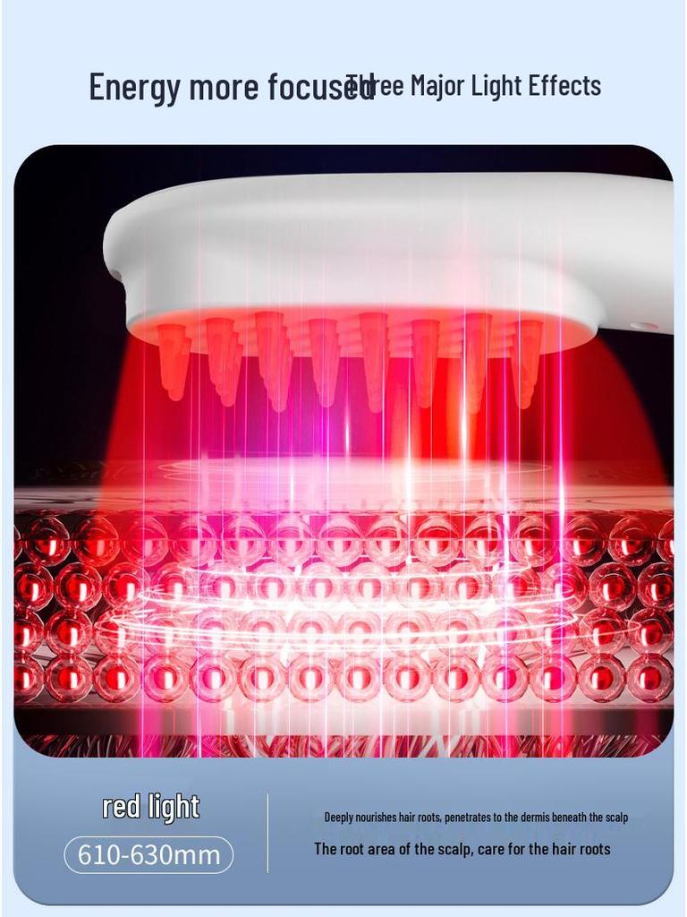 Red & Blue Light Electric Scalp Massager Comb with Hair Growth Oil