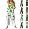 Dam Casual Jumpsuit Ärmlös St. Patrick's Day Tryckt Bomullsjumpsuit