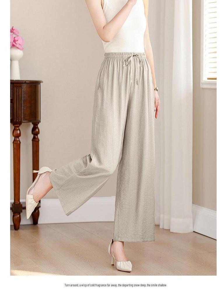 Frühjahr/Sommer 2026 Damen High-Waist Eis Seide Weite Beine Cropped Hose