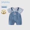 JELLYBABY Striped Faux Two-Piece Baby Romper