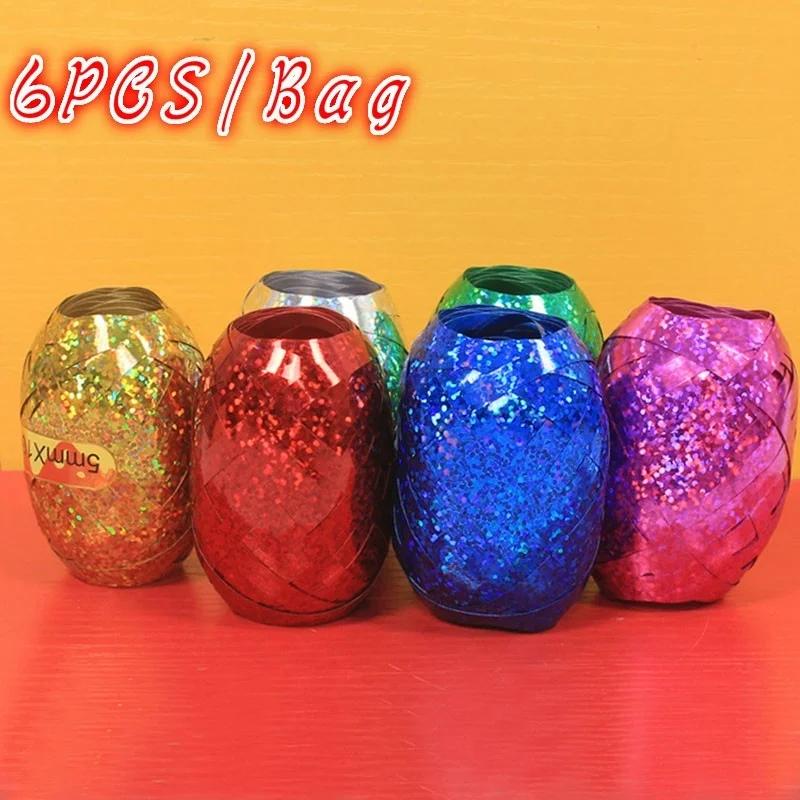 6Pcs/Bag 10m*5mm Foil Balloon Ribbon Wedding Birthday Party Decoration Air Balloon Wrapping Tape Balloon Rope