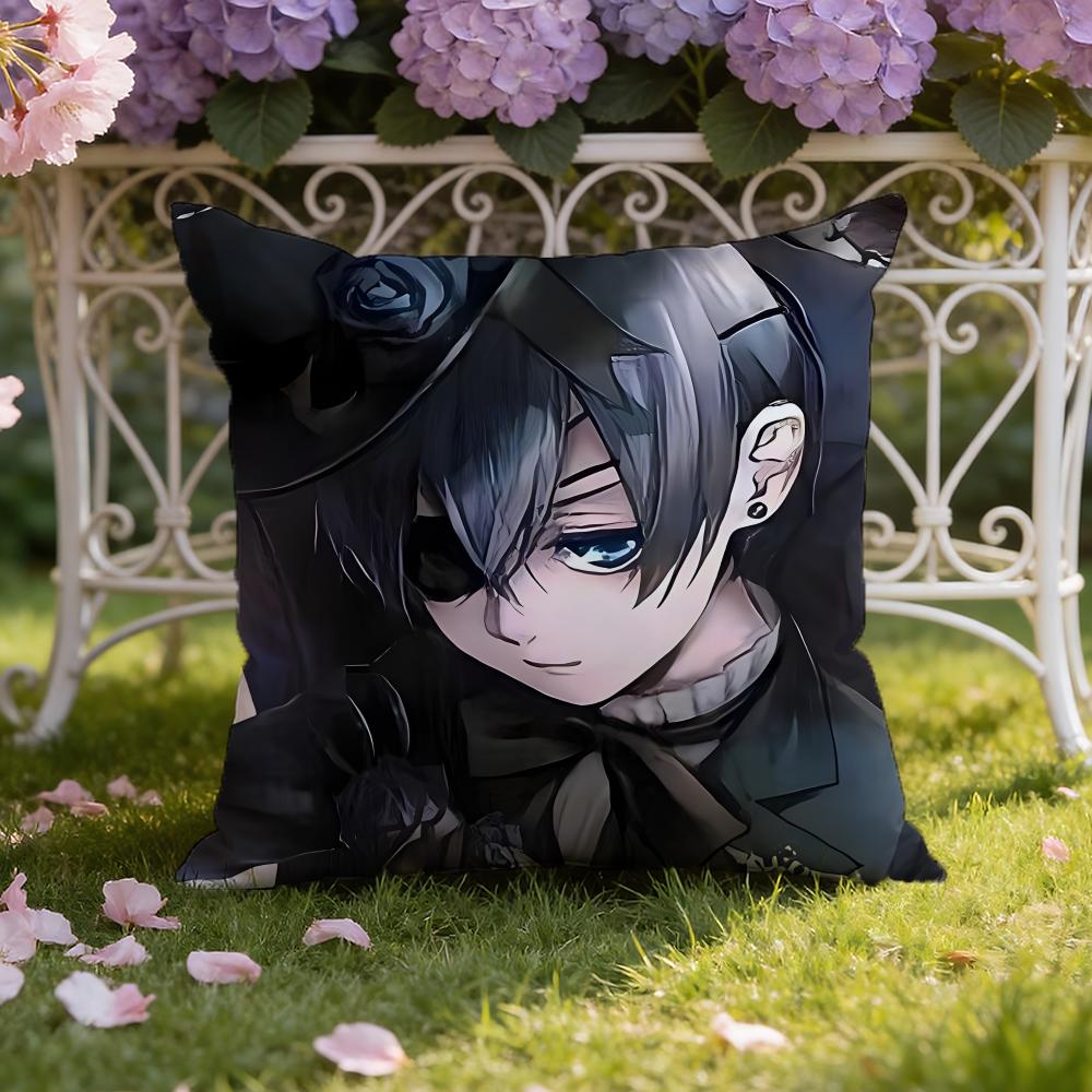 B-Black Anime B-Butler Cushion Cover Home & Car Dual-Scene Pillow Cover: Reversible for Premium Comfort