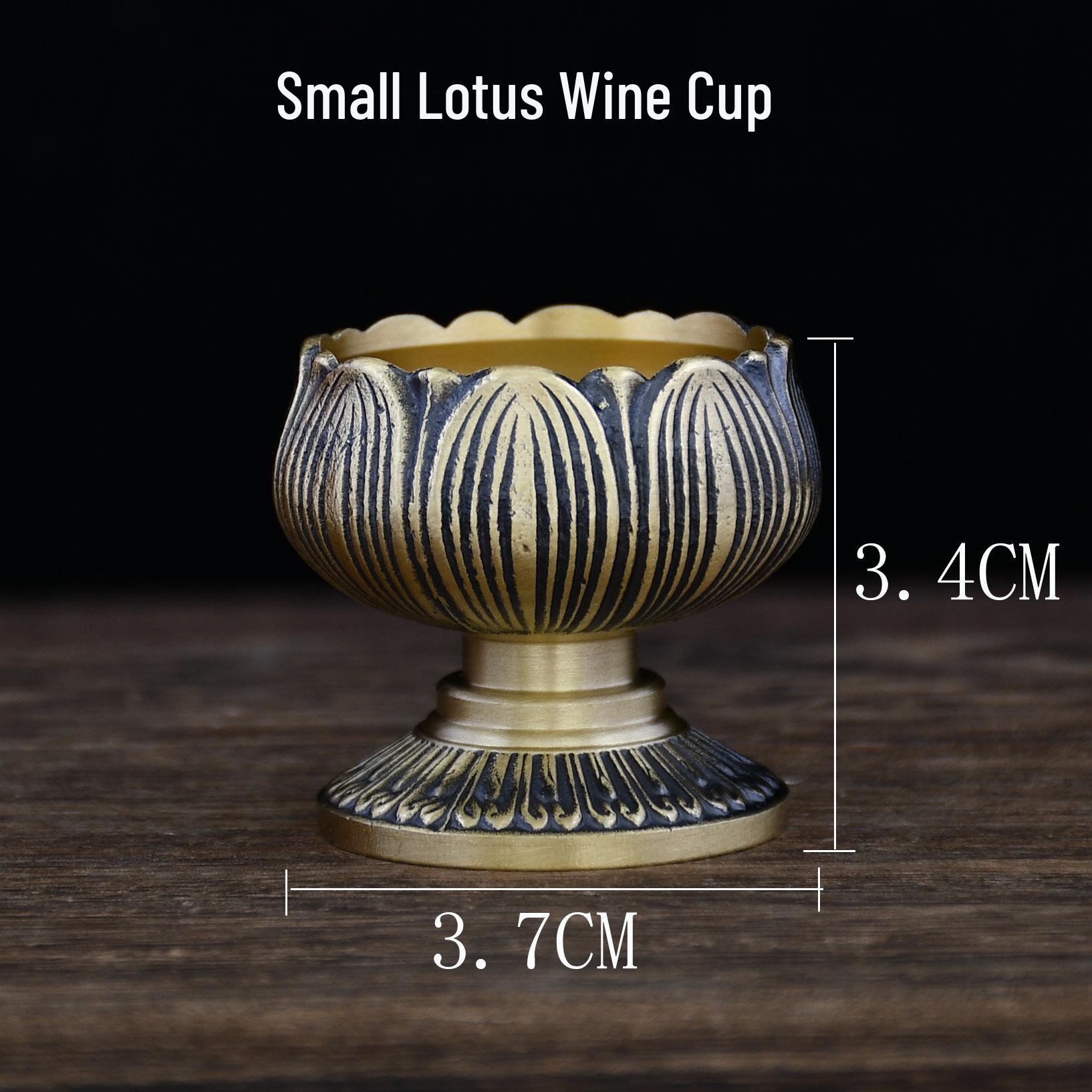 High-Footed Brass Lotus Water Offering Cup