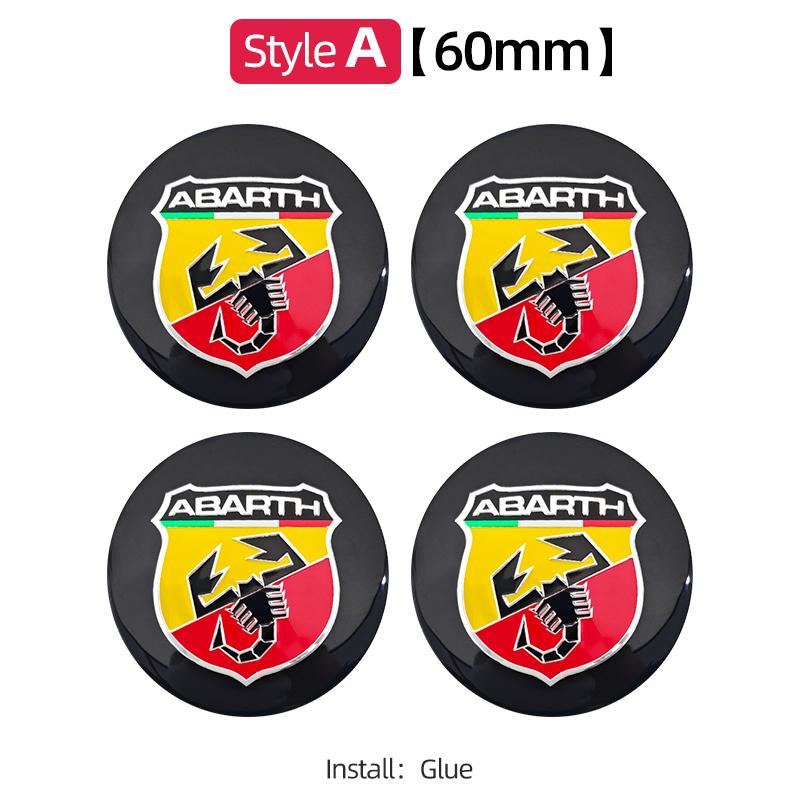 4pcs 56mm 60mm 65mm Car Wheel Center Emblem Hub Caps Stickers For 500 Punto Abarth Stilo Palio Bravo Doblo Aegea Strada
