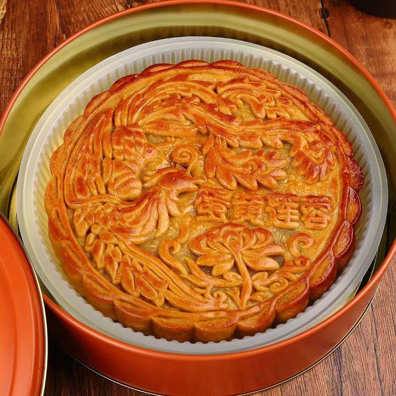 Snowy Yolk Lotus Seed Paste & Five Nuts BBQ Pork Mooncake - Extra Large, Egg Yolk, Old-Fashioned Style