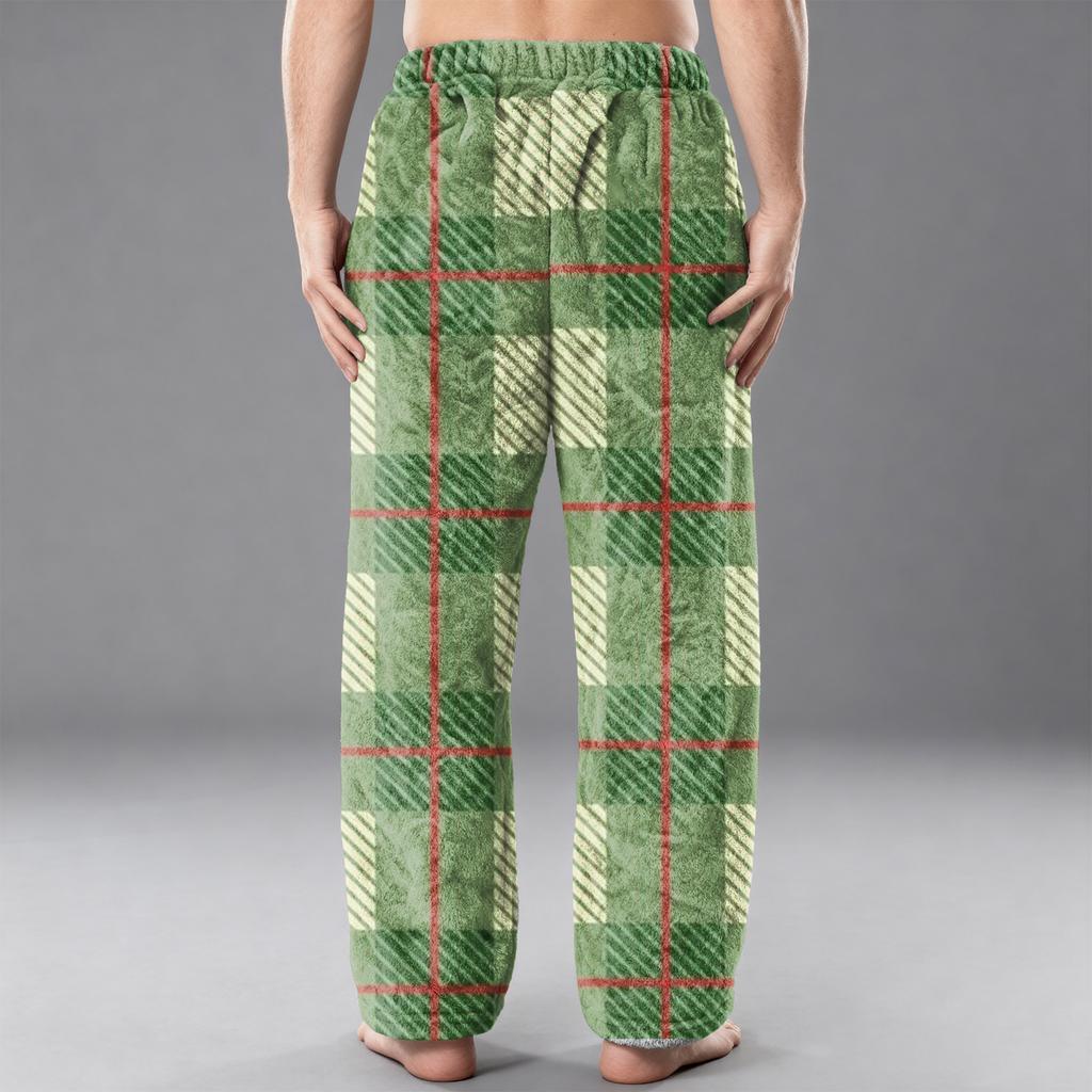 Herren Flanell Taschen Freizeithose, Bedruckte Taschen Freizeithose, Schlafhose für Zuhause