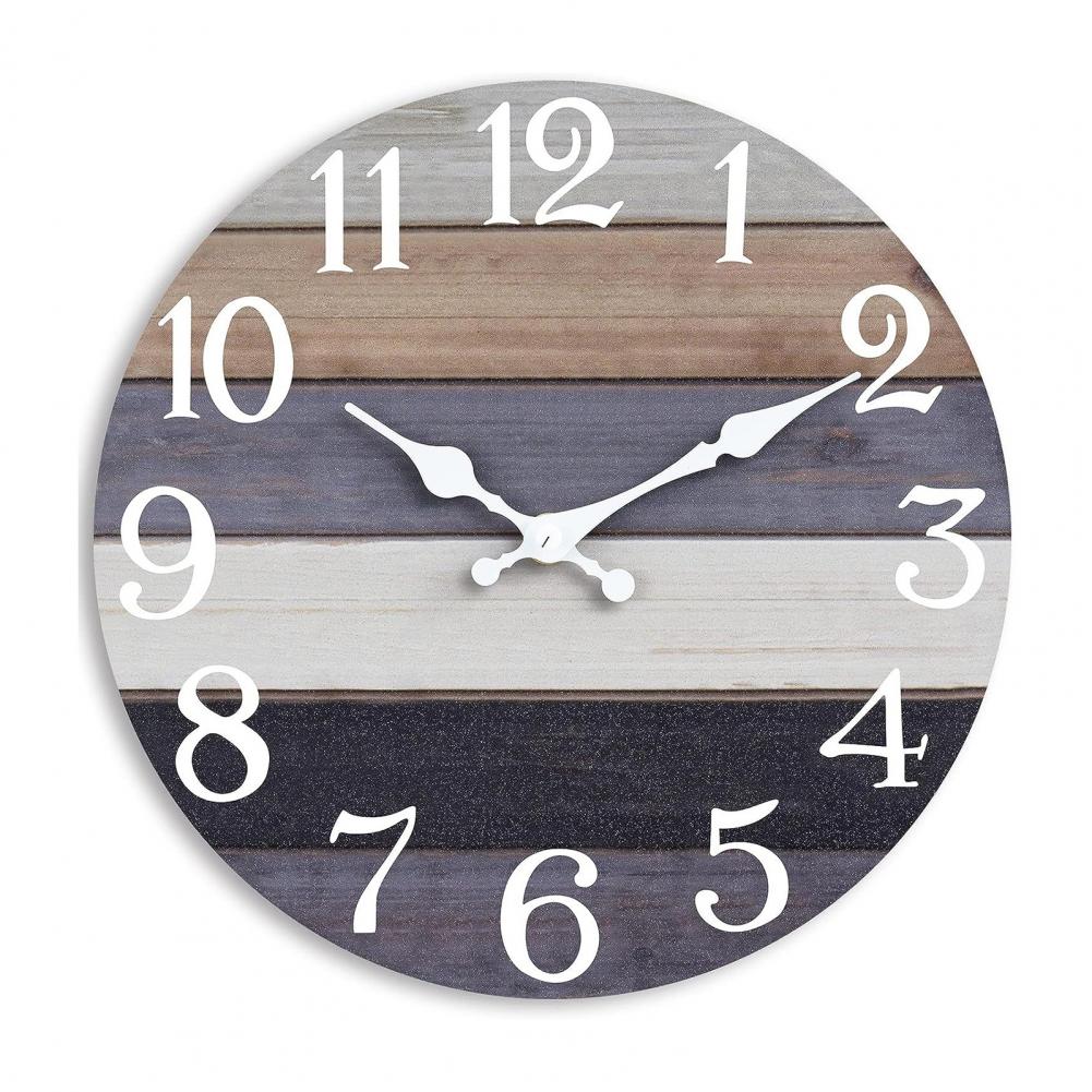 Wooden Wall Clock Number Wall Clock Vintage Rustic Wood Wall Clock Silent Non Ticking Analog Timepiece for Room Bedroom Decor