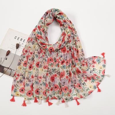 Mode Dünn Wild Mohn Blumen Quaste Viskose Schals Schal Damen Hochwertige Wickeltuch Pashmina Stola Bufandas Muslimischer Hijab 180*90Cm