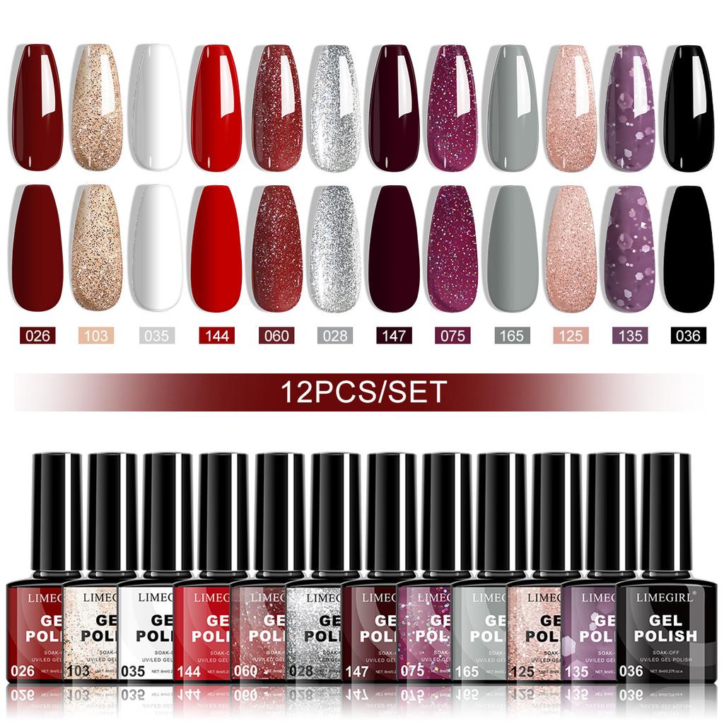 HEMA-Free 12-Color Gel Polish Set Soak-Off Nail Gel Kit Non-Toxic UV Lamp Curing Salon Quality Long Lasting for Beginners