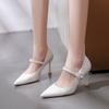 Spring and Summer Women's Casual High-heeled Shoes Leather Shoes Temperament Comfortable Wear-resistant High Heels