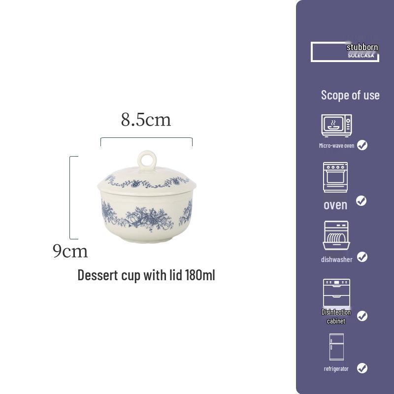 Shunxiang Blue Fog Flower Ceramic Tableware Set: Retro High-End Rice Bowl Plate for Luxurious Dining.