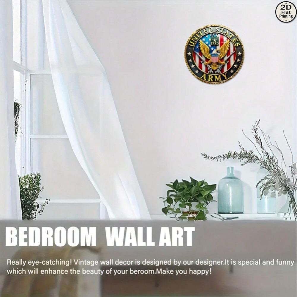 American Army Vintage 8 Inch Round Metal Sign Wall Decor Gift Home Cafe