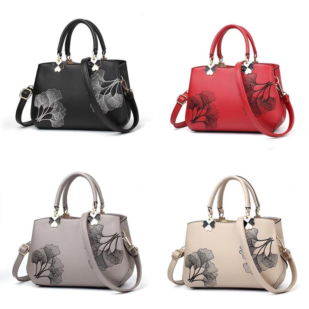 Stylish And Versatile Women's Tote Handbag With Elegant Embroidered Leaf Design