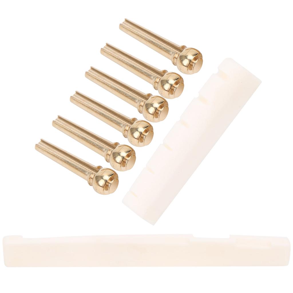 String Stud Kit Ox Bone Guitar Nut and Saddle Strings Tension Adjustment Tool Accessories(Copper String Stud Ox Bone