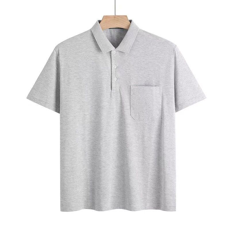 Men's Summer Grey Pocket Polo Collar Short Sleeve Polo Shirt