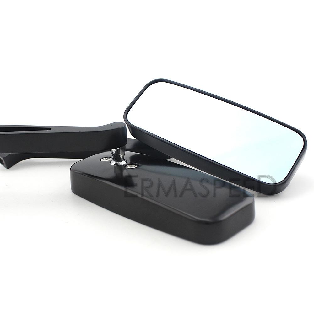 Aluminum Motorcycle Rear View Mirrors Anti-glare Blue Lens Square Convex Side Mirror for Motorcycle Street Bike