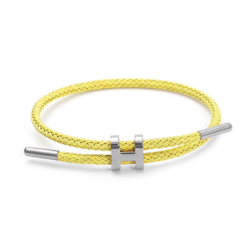 Bracciale in Acciaio a Forma di H: Acciaio Inossidabile Regolabile, Oro 3D, Impermeabile, Resistente al Sudore, Design a Corda