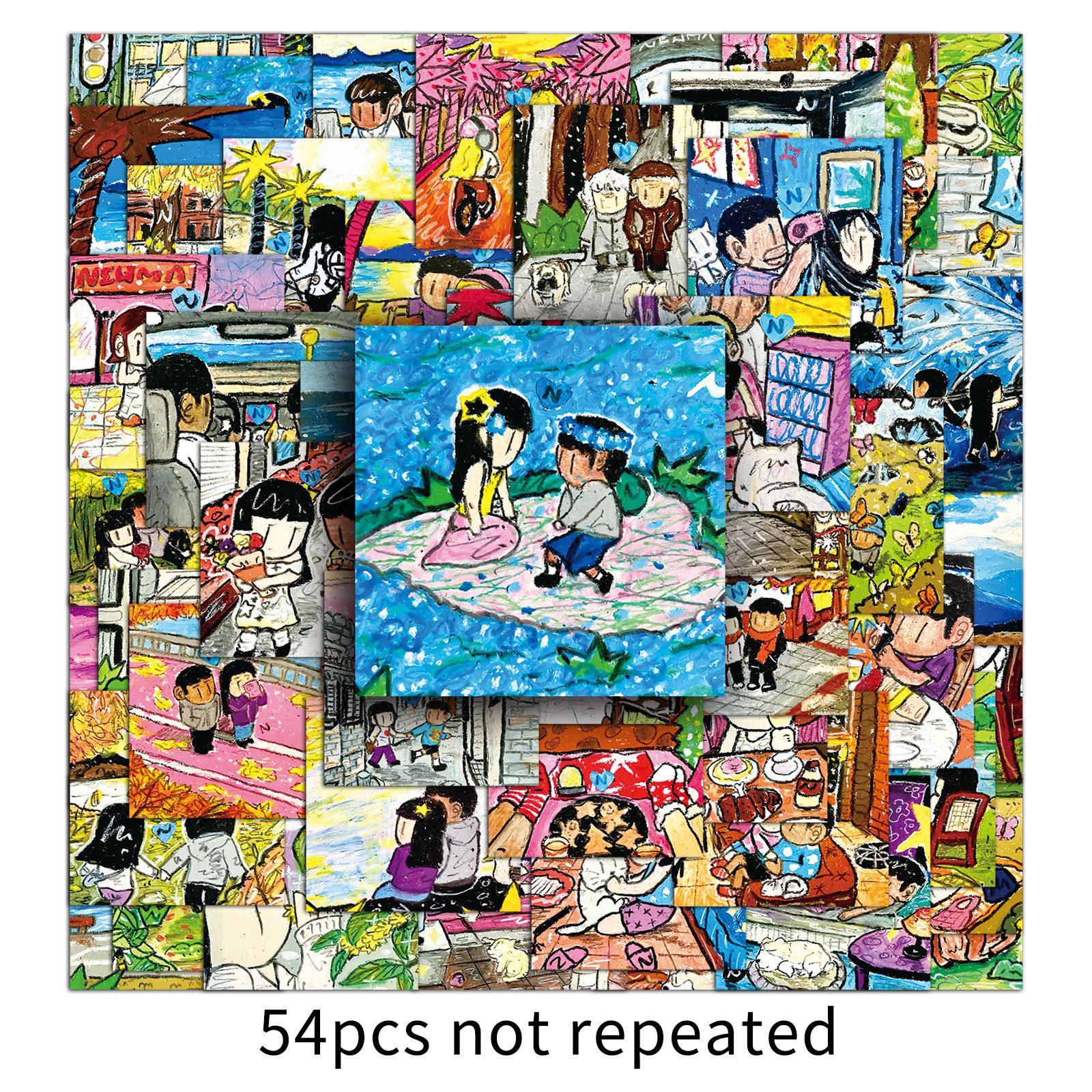 54 Sheets Newmasus Cartoon Art Stickers: Waterproof Graffiti Decorations for Notebooks, Phones, Planners