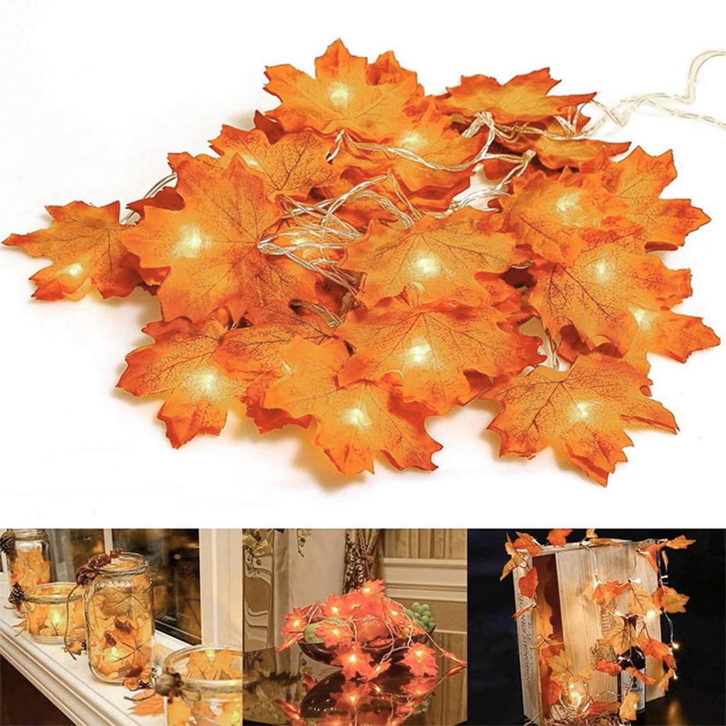 Fall Thanksgiving Maple Leaf Lamp Garland Decoration Decor LED Lighted  Leaves Xmas