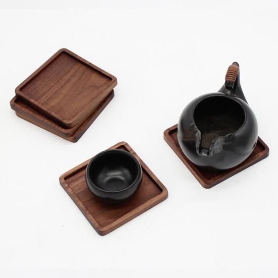 Sottobicchiere Quadrato Rotondo in Legno di Noce per Caffè Tè Teiera Tazza Tazza Ciotola Sottopiatto Tappetino