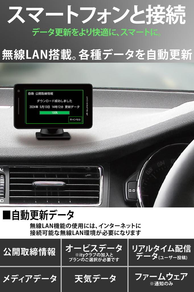 2025 Model Yupiteru YK-2100 Compatible Laser & Radar Detector, SUPER CAT WRA2100, with Wireless LAN, Full Specs, Pre-Alert, MSSS, JMA LSM, 3.6-inch Di