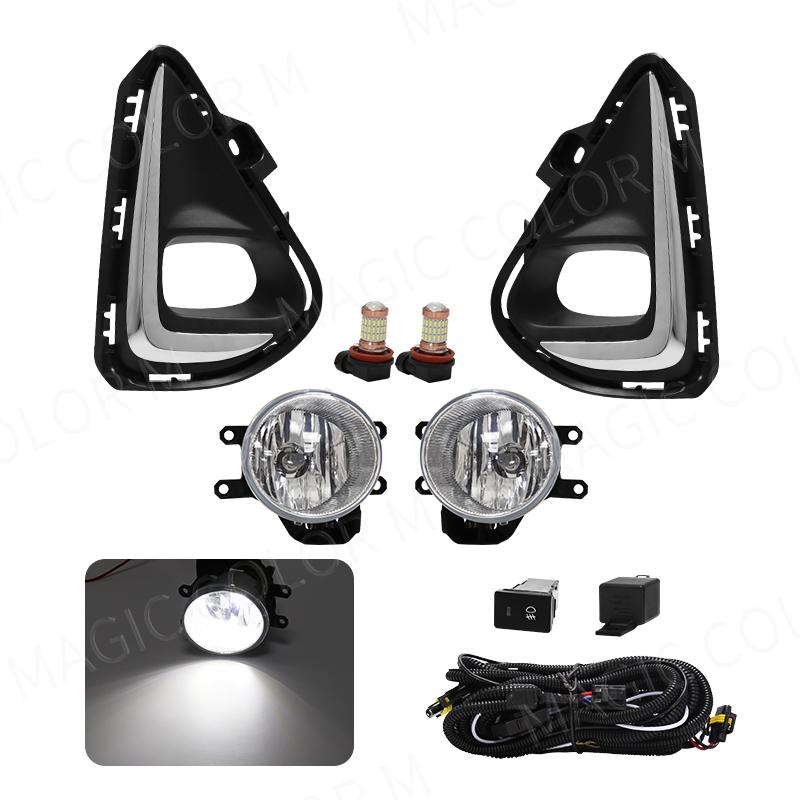 Led Fog Lights For Toyota Corolla Axio 2018 2019 2020 2021 Fog Lamp Assembly Grill Headlight Wires Button Frame Chrome Covers