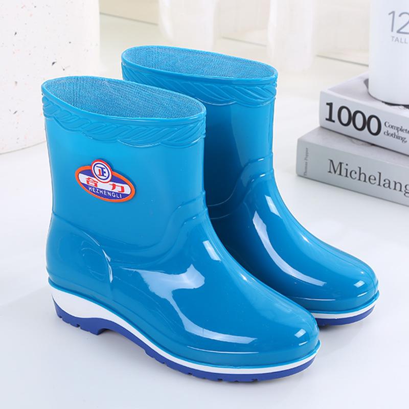 Fashion Adult Rain Shoes Women's Summer Non-slip Warm Water Boots Medium Tube Work Water Shoes Women's Fashion Rubber Shoes Overshoes