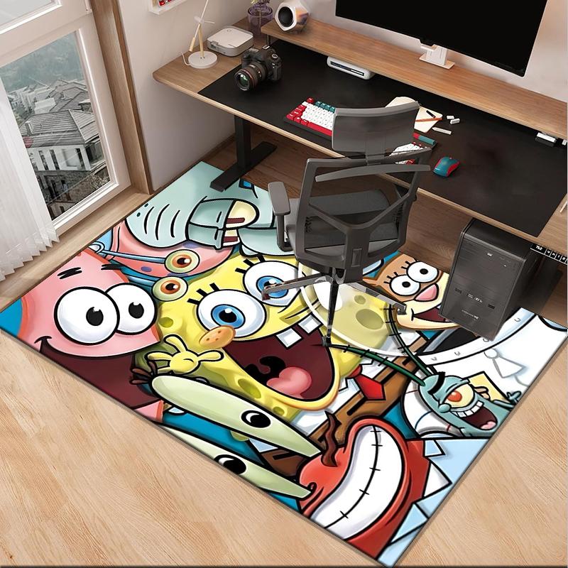 Sponge Expressions Pattern Office Rug Chair Mat, Game Carpet, Suitable for Front Door, Bedroom, Living Room, Desk, Holiday Gift
