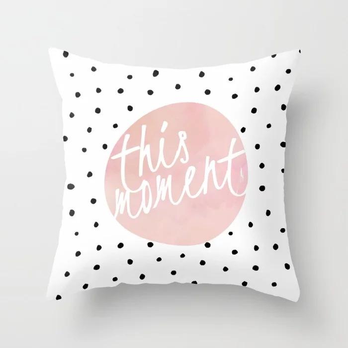 Nordic Ins Style Pink Geometric Pattern Ultra-short Velvet Pillowcase Cushion Pillowcase Pillowcase
