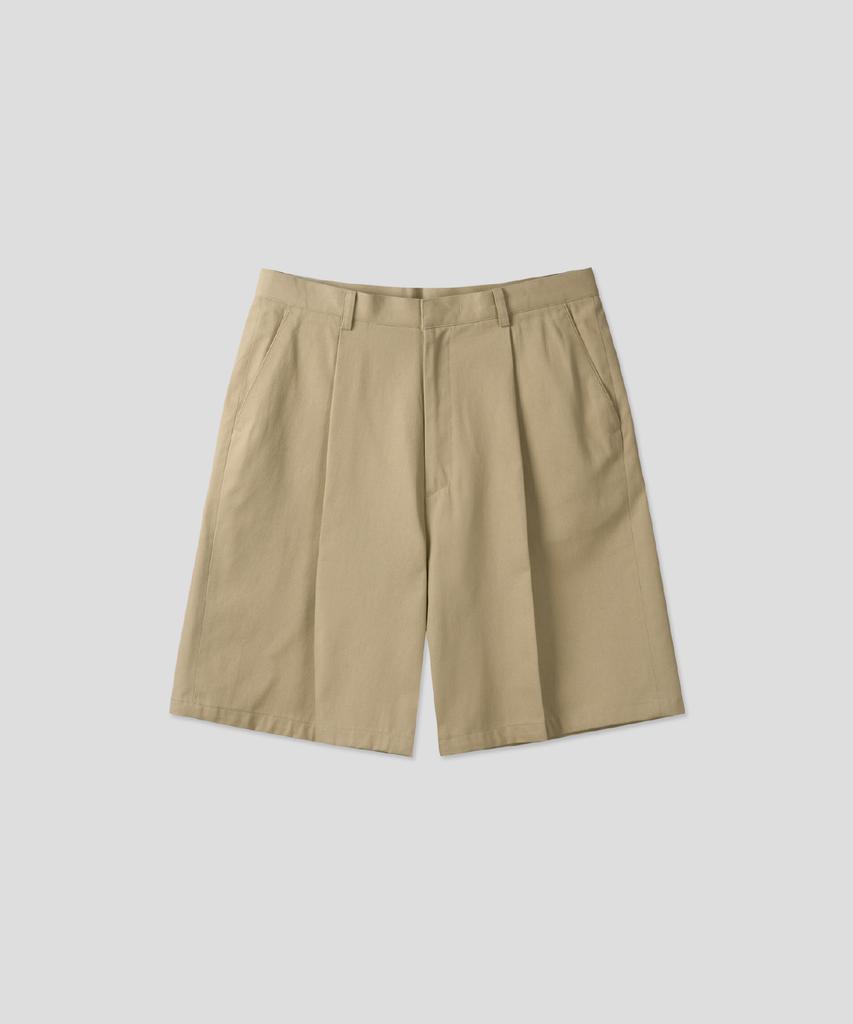 CEIII Standard Double-Pleat Bermuda Pants Beige