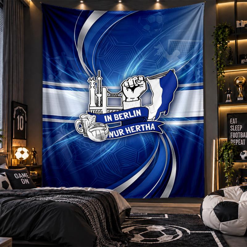 Wandbehang Tapisserie Hertha BSC FC Drucktuch für Wohnzimmer Schlafzimmer Heimdekoration