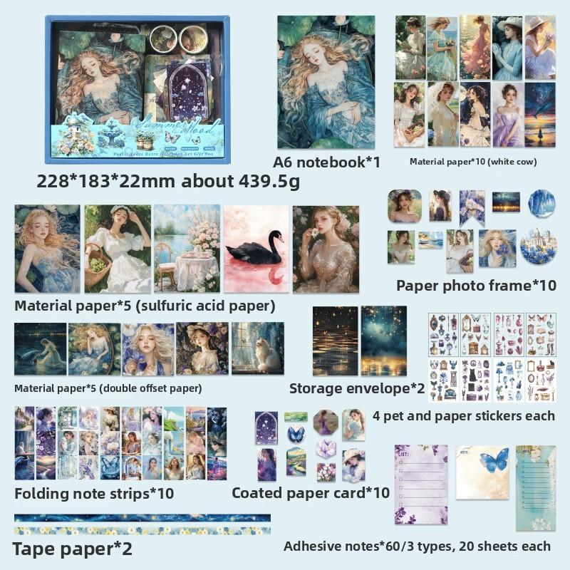 Vintage Scrapbooking Kit Girl Stickers Journaling/Scrapbooking Supplies DIY Collage Creative Decor Material