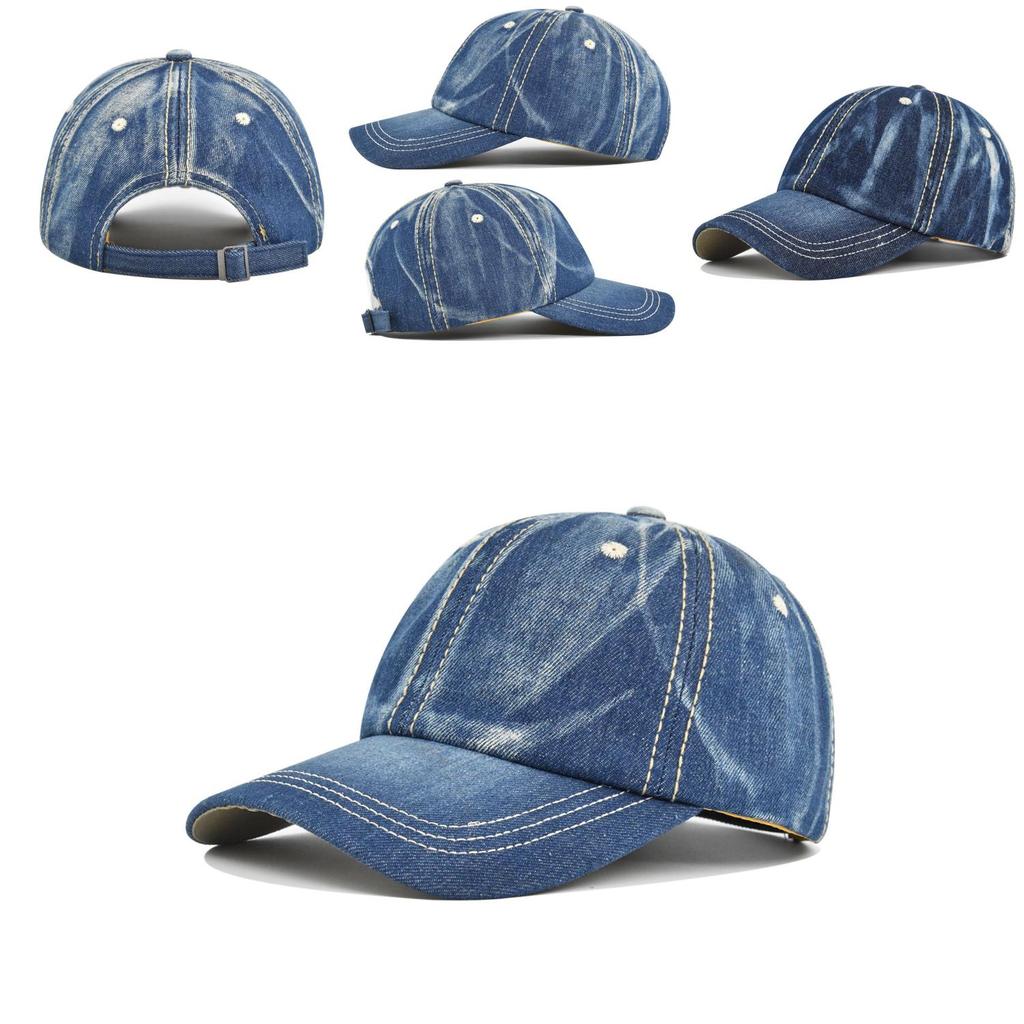 Runde Denim-Baseballkappe mit gebogenem Schirm Verschiedene Farben erhältlich