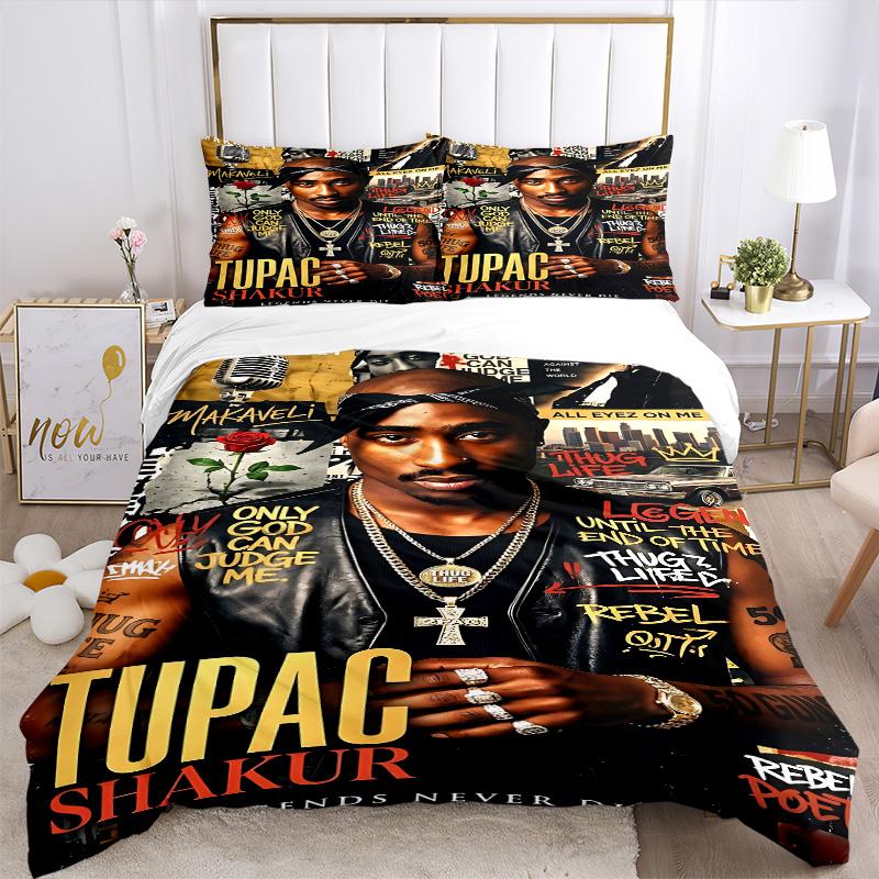 Tupac Shakur Legend Poster Print 3Pcs Bedding Set,Duvet Cover with 2 Bedro,Pillowcase Home Birthday Gift