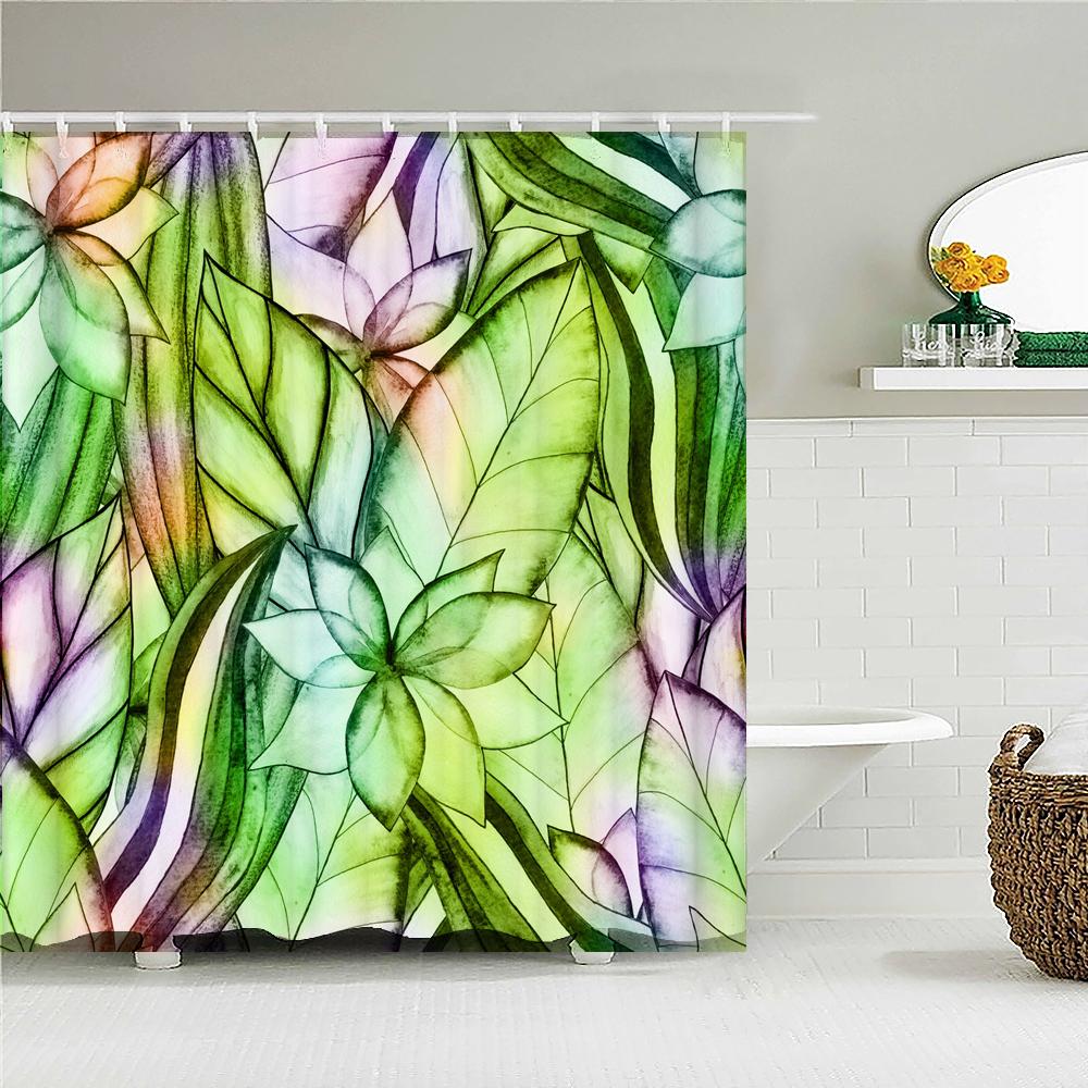 Kolorowy Tulipan Kwiaty Róży Drzewa Zasłona prysznicowa Zasłony Łazienkowe Natura Kwiat Wodoodporna Tkanina Polieste Wanna Wystrój Domu