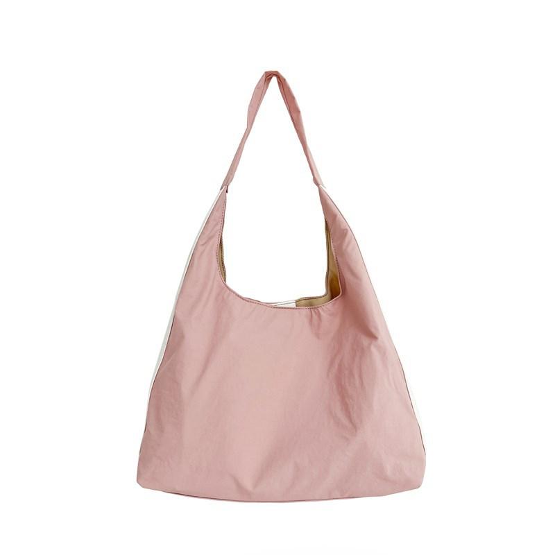 

Niche design striped nylon cloth spring new product large capacity underarm tote bag single shoulder hand carry women s bag розовый