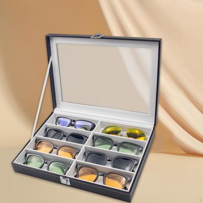 Boîte de présentation de lunettes, rangement de lunettes, plateau à bijoux verrouillable, étui à lunettes, lunettes de soleil