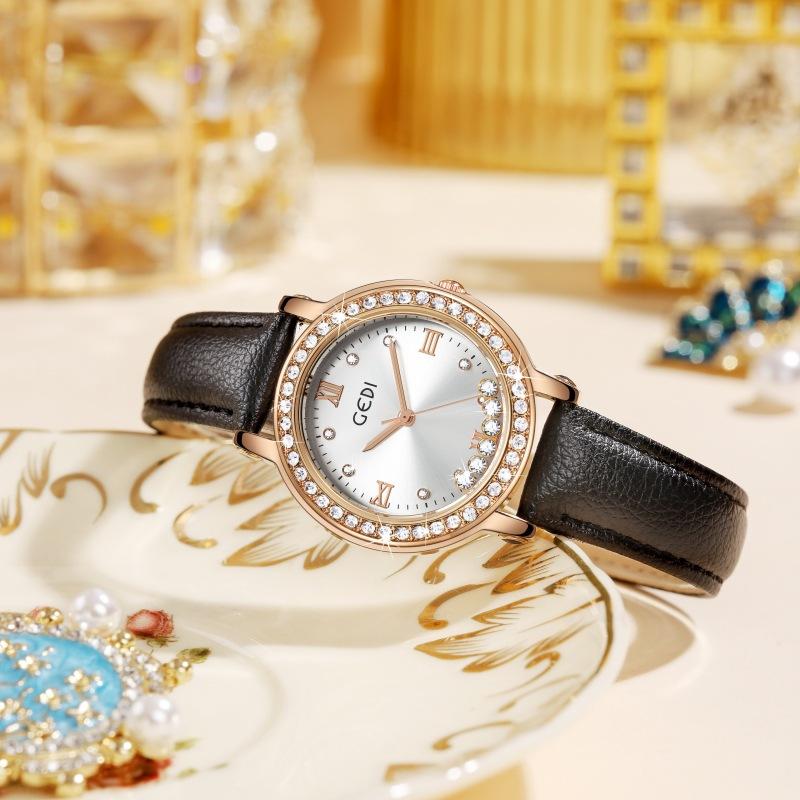 Creative Happy Diamond Light Luxury Fashion High Sense Ladies Non-punching Belt Waterproof Quartz Watch