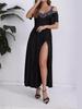 Summer New Women's  Off-Shoulder Strap Fashion High-Slit Dress for Women