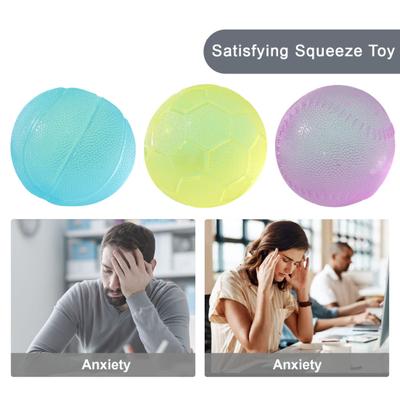 Clear Sports Ball Squeeze Toy Stress Relief Mini Basketball Baseball Football Soccer Fidget Toy Decompression Stress Ball Sports Lover Gift