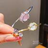 Zircon Cat Eye Flower Open Cuff Bracelet With Stones For Fashion Women