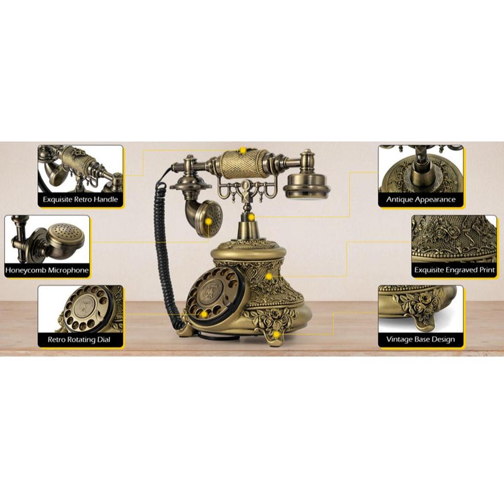 Vintage Telephone Classic Corded Bronze Old School for Bar Decor