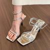 Sexy Thin High Heel Sandals Women Summer Fashion Square Head Open Toe Slingback Sandals Elegant Party Dress pumps Shoes