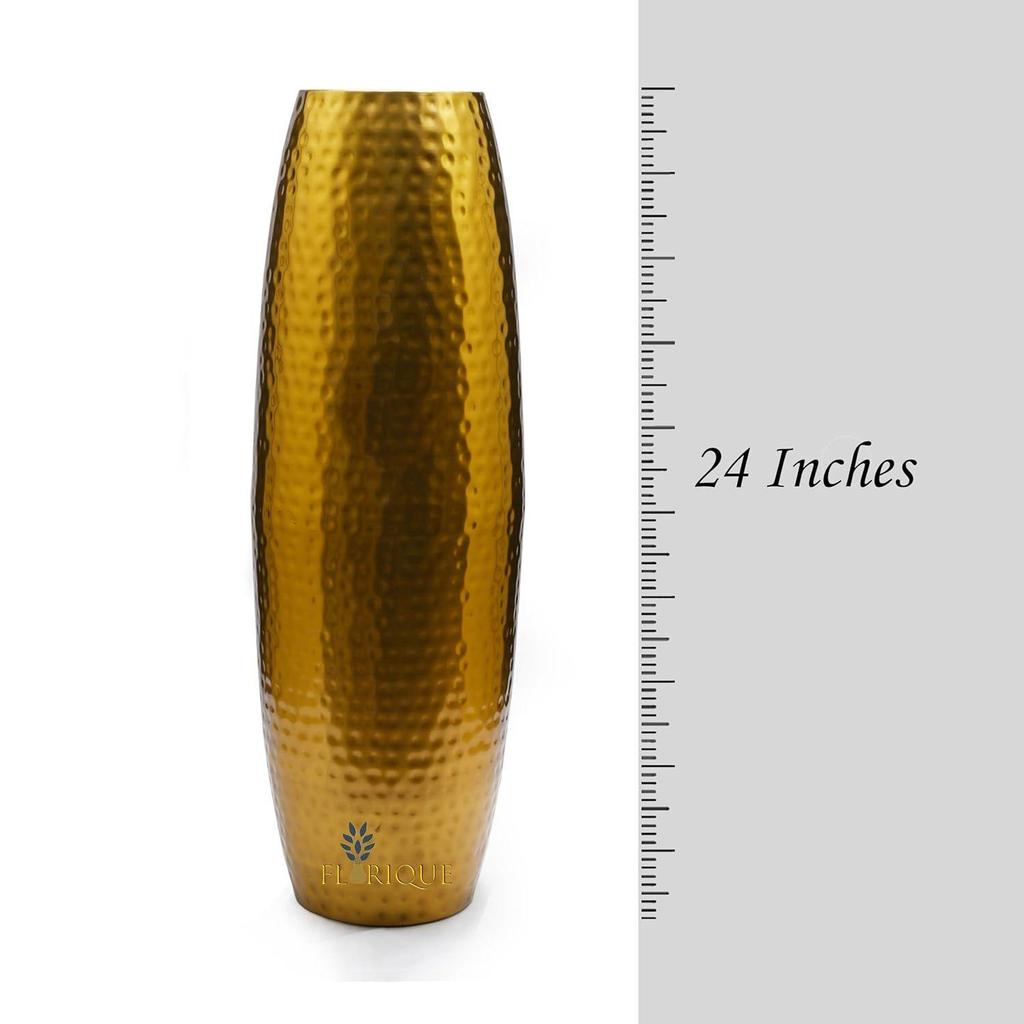 24-Inch Tall Hammered Iron Floor Vase - Handcrafted Decorative Accent for Modern Home, Living Room, Office, and Event Décor