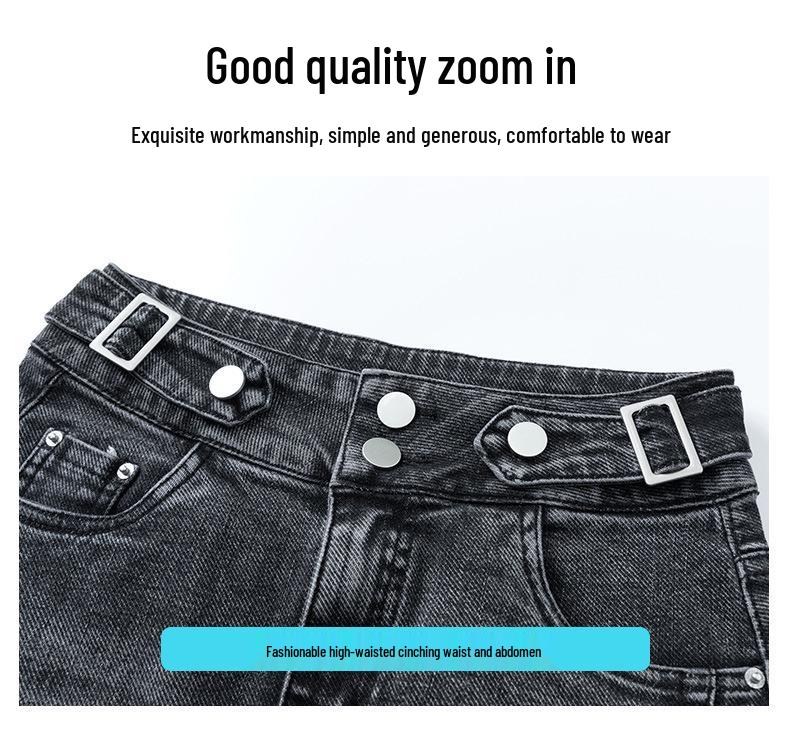 Women's High-Waist Denim Slit Midi Skirt, Slimming Elastic, No Lining - Spring/Summer Fashion