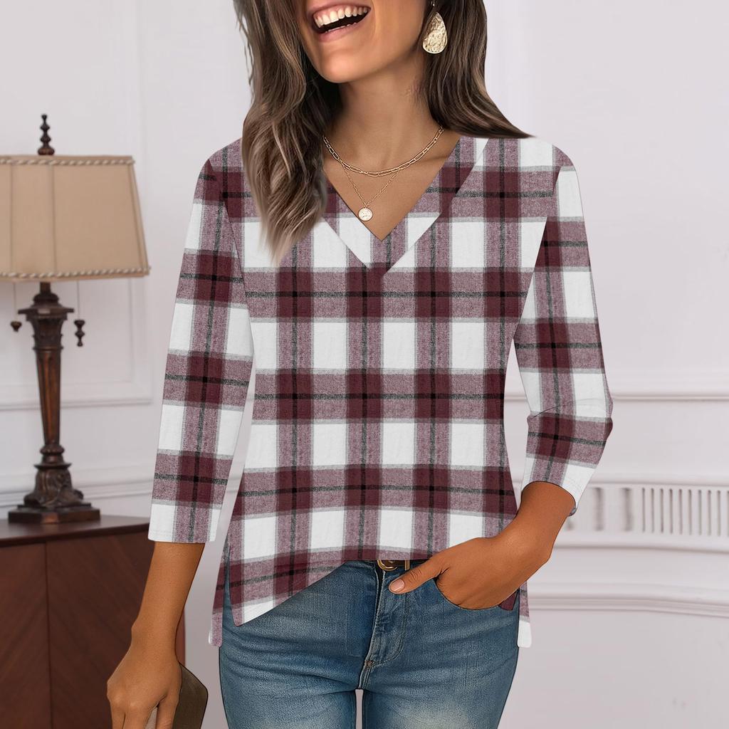 3/4 Ermskjorter For Kvinner Trykk Grafiske T-skjorter Bluser Casual Pluss Størrelse Basis Topper Pullover