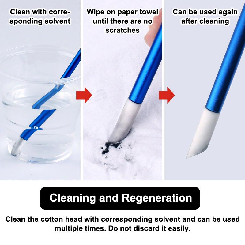 1Pc Aluminum Alloy Panel Line Eraser Wipe Stick W 3Pcs Of 3Mm Wiping Cotton + 3Pcs Of 5Mm Wiping Cotton Model Wipping Cleaning