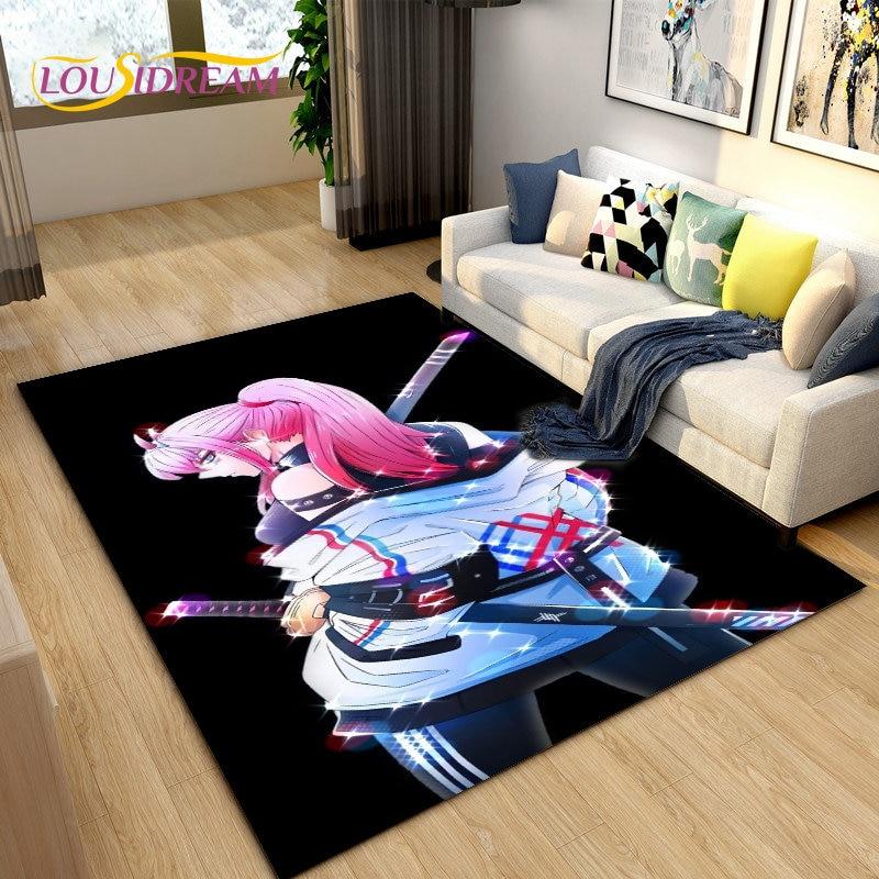 Zero Two DARLING In The FRANXX Anime Area Rug,Carpet Rug for Living Room Bedroom Sofa Doormat Decoration, Kid Non-slip Floor Mat